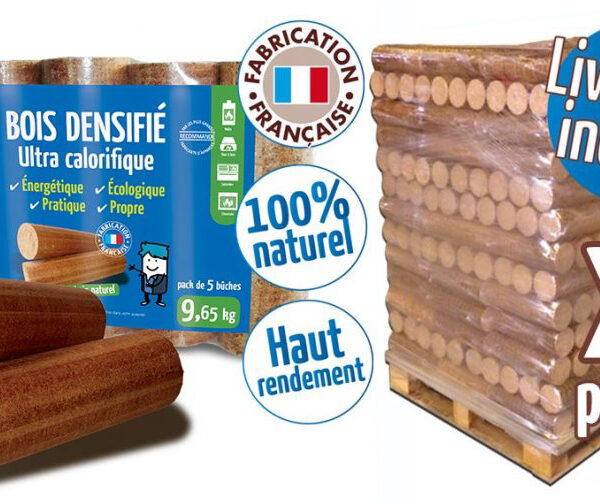 Bûches calorifiques WOODSTOCK 3 palettes, 312 sacs de 5 bûches